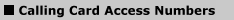 Calling Card Access Numbers